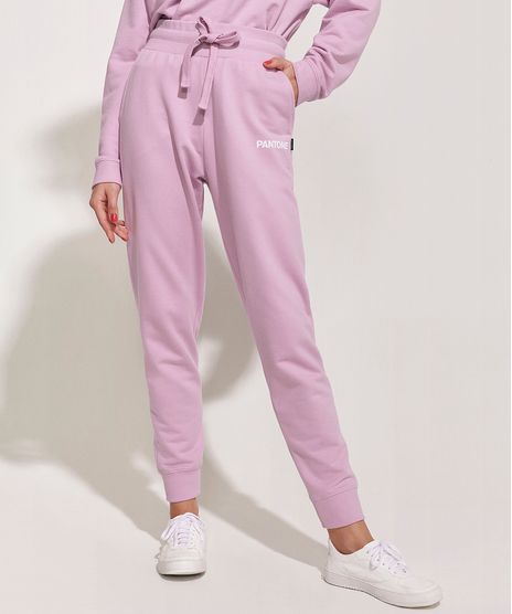 Calca-de-Moletom-Feminina-Pantone-Jogger-Cintura-Alta-com-Bolsos-Rosa-Claro-9960032-Rosa_Claro_1