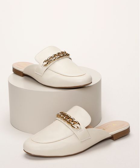 Mule-Feminino-Via-Uno-Bico-Redondo-com-Corrente-Bege-9961683-Bege_1