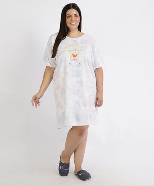 Camisola-Feminina-Plus-Size-Bob-Esponja-Estampada-Tie-Dye-Manga-Curta-Lilas-9961126-Lilas_1