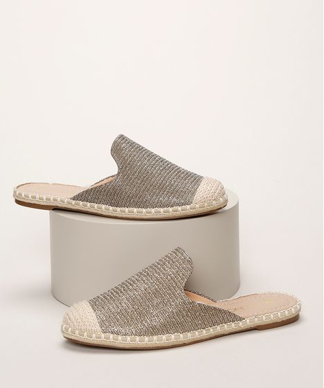 mule feminino dourado