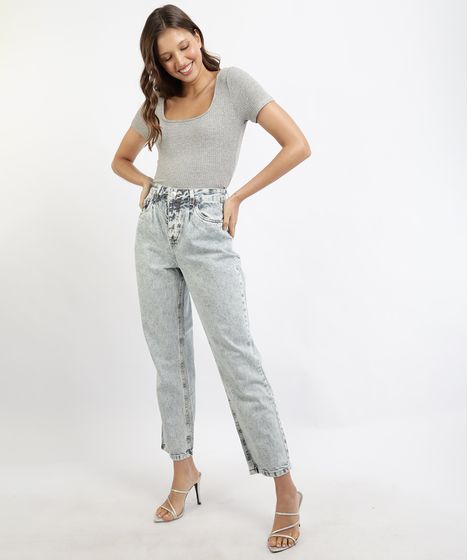 calça jeans feminina cinza claro
