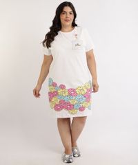 Camisola-Feminina-Plus-Size-Homer-Simpson-Donut-com-Bolso-Manga-Curta-Off-White-9957479-Off_White_3