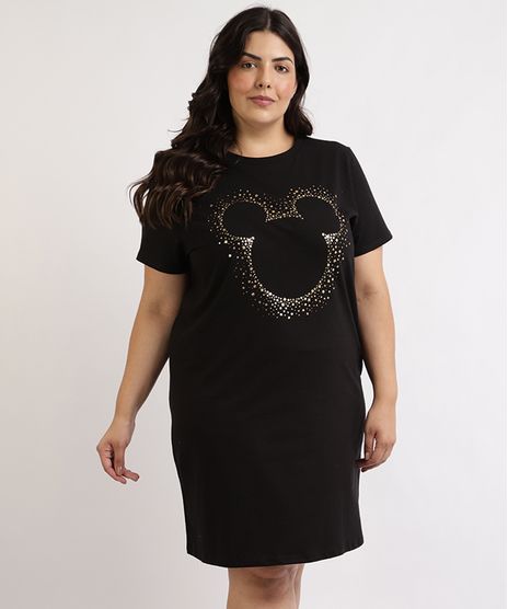 Camisola-Feminina-Plus-Size-Mickey-Metalizada-Manga-Curta-Preta-9957480-Preto_1