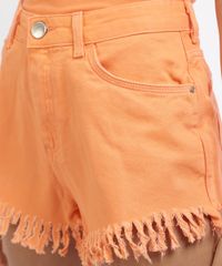 Short-Feminino-Pantone-de-Sarja-Cintura-Alta-com-Bolso-Barra-Desfiada-Laranja-9958712-Laranja_4