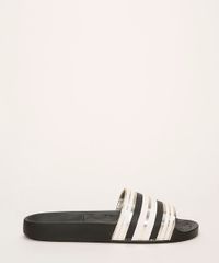 Chinelo-Feminino-Moleca-Slide-Estampado-de-Listras-Metalizadas-Preto-9961300-Preto_4