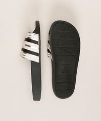 Chinelo-Feminino-Moleca-Slide-Estampado-de-Listras-Metalizadas-Preto-9961300-Preto_6