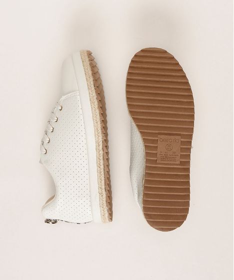 tênis feminino beira rio flatform com corda bege claro