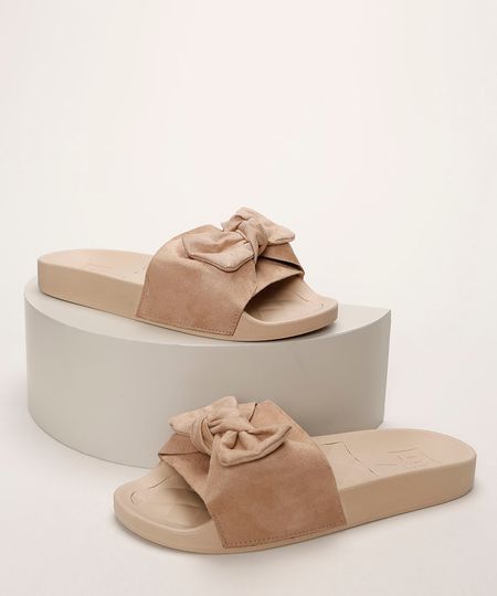 Chinelo-Feminino-Moleca-Slide-com-Suede-e-Laco-Bege-9961458-Bege_1