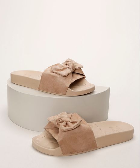 Chinelo-Feminino-Moleca-Slide-com-Suede-e-Laco-Bege-9961458-Bege_1