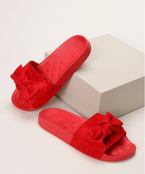 Chinelo-Feminino-Moleca-Slide-com-Suede-e-Laco-Vermelho-9961462-Vermelho_1