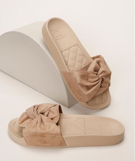 Chinelo-Feminino-Moleca-Slide-com-Suede-e-Laco-Bege-9961465-Bege_1
