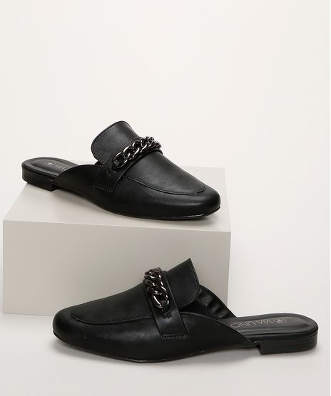 Mule-Feminino-Via-Uno-Bico-Redondo-com-Corrente-Preto-9961681-Preto_1