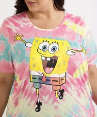 Blusa-Feminina-Plus-Size-Bob-Esponja-Estampada-Tie-Dye-Manga-Curta-Decote-Redondo-Multicor-9962264-Multicor_2