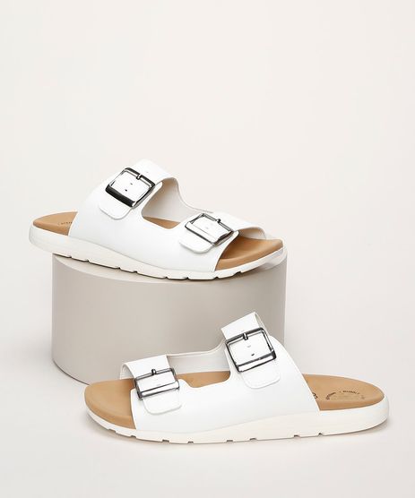 sandalia birken feminina branca