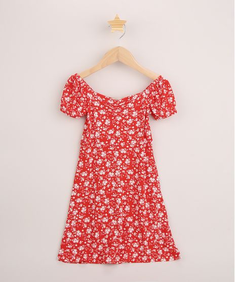 Vestido-Infantil-Midi-Estampado-Floral-Manga-Curta-Vermelho-9962683-Vermelho_1