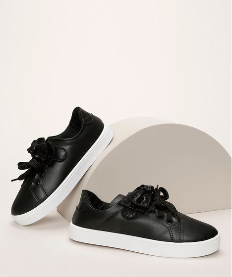 tenis preto feminino brilhante