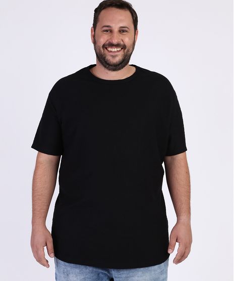Camiseta-Masculina-Plus-Size-Texturizada-Manga-Curta-Gola-Careca-Preta-9962988-Preto_1