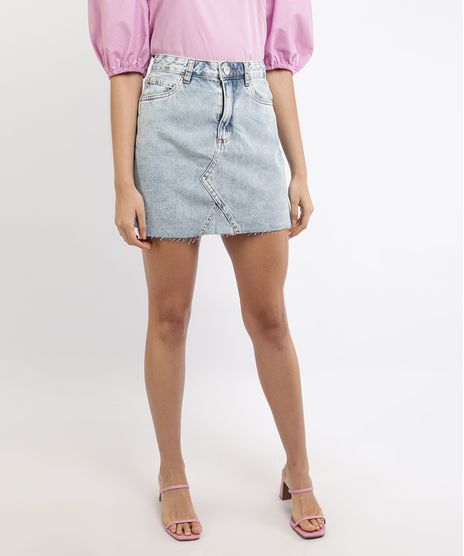 Saia-Jeans-Feminina-Mindset-Curta-Marmorizada-com-Barra-a-Fio-Azul-Claro-9963099-Azul_Claro_1