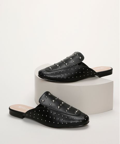 Mule-Feminino-Via-Uno-Bico-Redondo-com-Tachas-Preto-9963674-Preto_1