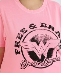 Blusa-Feminina-Plus-Size-Mulher-Maravilha-Manga-Curta-Decote-Redondo-Rosa-9964400-Rosa_2