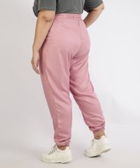 Calca-Feminina-Plus-Size-Jogger-Cintura-Super-Alta-com-Bolsos-Rosa-9965142-Rosa_2