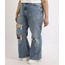 Calca-Jeans-Feminina-Plus-Size-Wide-Pantalona-Cintura-Super-Alta-Destroyed-com-Barra-Desfiada-Azul-Medio-9965144-Azul_Medio_1