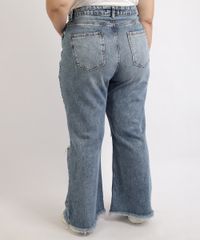 Calca-Jeans-Feminina-Plus-Size-Wide-Pantalona-Cintura-Super-Alta-Destroyed-com-Barra-Desfiada-Azul-Medio-9965144-Azul_Medio_2