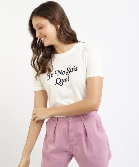T-Shirt-Feminina-Mindset--Je-Ne-Sais-Quoi--Flocada-Manga-Curta-Decote-Redondo-Off-White-9965365-Off_White_1 T-Shirt-Feminina-Mindset--Je-Ne-Sais-Quoi--Flocada-Manga-Curta-Decote-Redondo-Off-White-9965365-Off_White_1