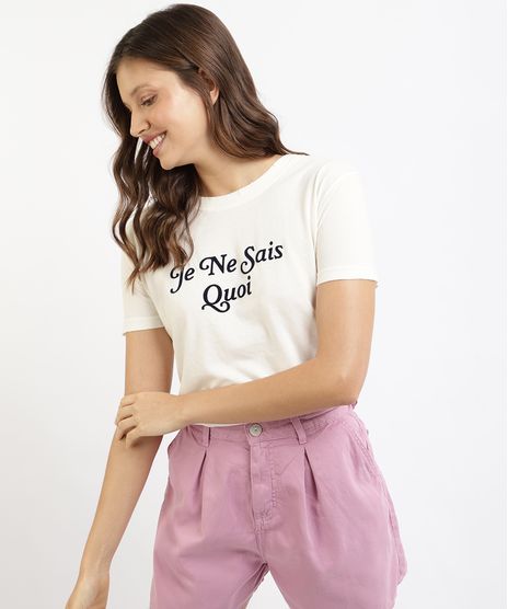 T-Shirt-Feminina-Mindset--Je-Ne-Sais-Quoi--Flocada-Manga-Curta-Decote-Redondo-Off-White-9965365-Off_White_1