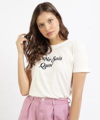 T-Shirt-Feminina-Mindset--Je-Ne-Sais-Quoi--Flocada-Manga-Curta-Decote-Redondo-Off-White-9965365-Off_White_5