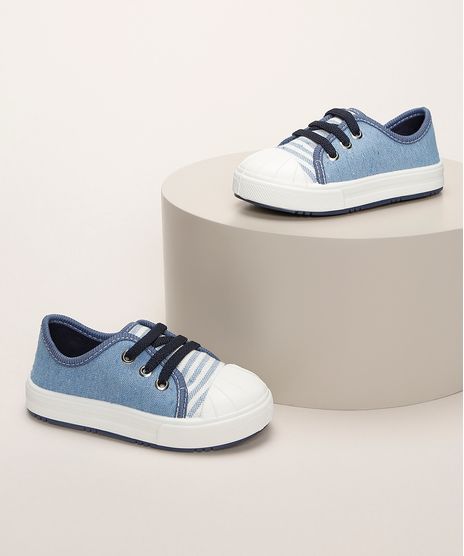 Tenis-Infantil-Pimpolho-Estampado-de-Listras-com-Recorte-e-Cadarco-Azul-9966082-Azul_1