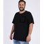 Camiseta-Masculina-Plus-Size-Slim-com-Bolso-Flocado-Manga-Curta-Gola-Careca-Preta-9966141-Preto_1