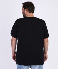Camiseta-Masculina-Plus-Size-Slim-com-Bolso-Flocado-Manga-Curta-Gola-Careca-Preta-9966141-Preto_4