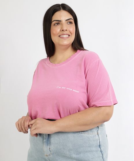 T-Shirt-Feminina-Mindset-Plus-Size--My-Own-Muse--Manga-Curta-Decote-Redondo-Rosa-9967302-Rosa_1