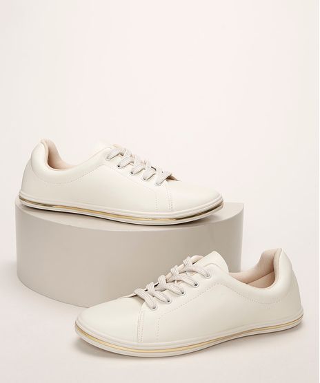 Tenis-Feminino-Beira-Rio-Conforto-com-Friso-Metalizado-e-Cadarco-Bege-Claro-9961340-Bege_Claro_1