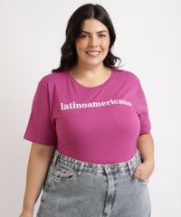 T-Shirt-Feminina-Plus-Size-Mindset--Latinoamericana--Flocada-Manga-Curta-Decote-Redondo-Roxa-9964270-Roxo_1