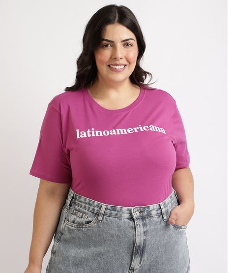 T-Shirt-Feminina-Plus-Size-Mindset--Latinoamericana--Flocada-Manga-Curta-Decote-Redondo-Roxa-9964270-Roxo_1