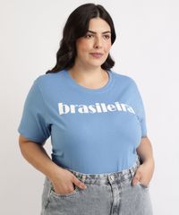 T-Shirt-Feminina-Plus-Size-Mindset--Brasileira--Flocada-Manga-Curta-Decote-Redondo-Azul-9964271-Azul_1
