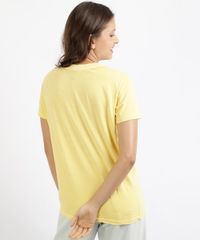 T-Shirt-Feminina-Mindset-Copo--No-Time-for-Bad-Vibes--Manga-Curta-Decote-Redondo-Amarela-9965363-Amarelo_2