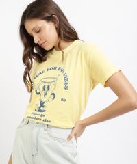 T-Shirt-Feminina-Mindset-Copo--No-Time-for-Bad-Vibes--Manga-Curta-Decote-Redondo-Amarela-9965363-Amarelo_4