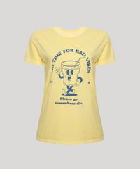 T-Shirt-Feminina-Mindset-Copo--No-Time-for-Bad-Vibes--Manga-Curta-Decote-Redondo-Amarela-9965363-Amarelo_6