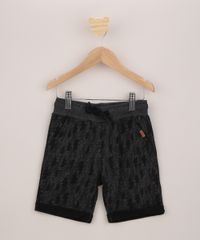 Bermuda-de-Moletom-Infantil-Estampada-de-Raios-com-Bolsos-Cinza-Mescla-Escuro-9954263-Cinza_Mescla_Escuro_1