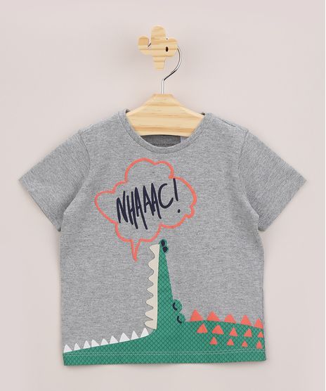 Camiseta-Infantil-Raglan-com-Estampa-Interativa-de-Jacare-Manga-Curta-Cinza-Mescla-9955071-Cinza_Mescla_1