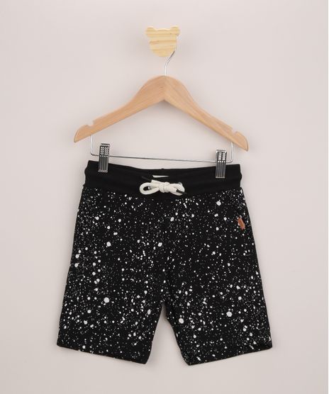 Bermuda-de-Moletom-Infantil-Estampada-de-Respingos-com-Bolsos-Preta-9955566-Preto_1