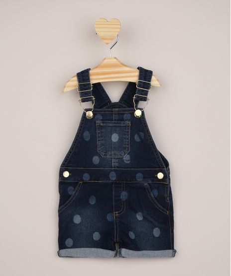 Jardineira-Jeans-Infantil-Estampado-Poa-com-Bolsos-Azul-Medio-9955952-Azul_Medio_1