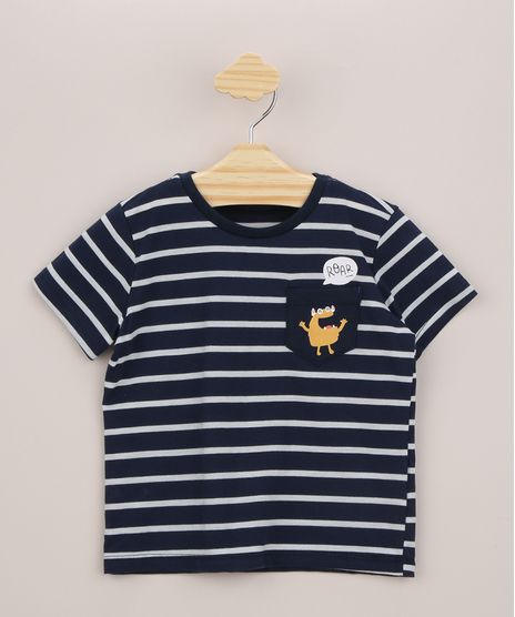 Camiseta-Infantil-Listrada-Carrinhos-com-Bolsinho-de-Monstro-Manga-Curta-Azul-Marinho-9956336-Azul_Marinho_1