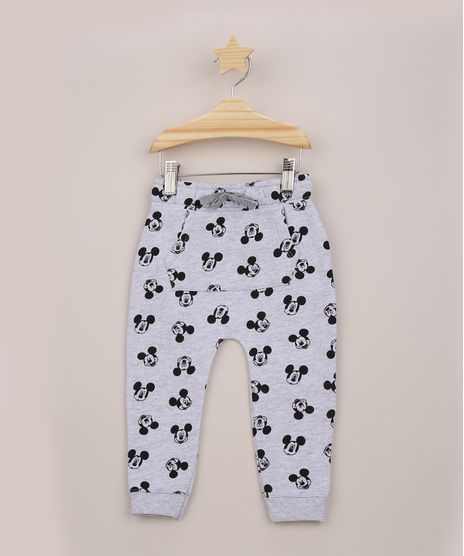 Calca-de-Moletom-Infantil-Mickey-Estampada-com-Bolso-Canguru-Cinza-Mescla-9956456-Cinza_Mescla_1