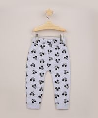 Calca-de-Moletom-Infantil-Mickey-Estampada-com-Bolso-Canguru-Cinza-Mescla-9956456-Cinza_Mescla_2