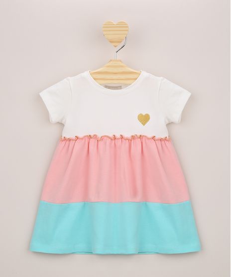 Vestido-Infantil-com-Recortes-Manga-Curta-Multicor-9957840-Multicor_1