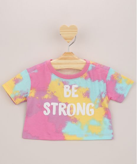 Blusa-Infantil-Cropped-Estampada-Tie-Dye--Be-Strong--Manga-Curta-Multicor-9961491-Multicor_1